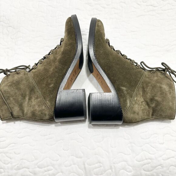 VINCE Falco Green Suede Padded Hiking Combat Military Boots Leather Heel Sz 9.5 - Picture 5 of 8